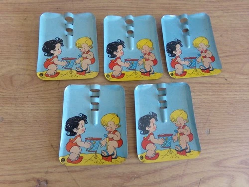 VINTAGE LOT OF 5 OHIO ART METAL LITHOGRAPH SHOVEL BLADES