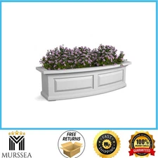 Nantucket Self-Watering Window Box 36x11.5in White Polyethylene Planter