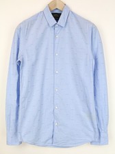 SCOTCH  SODA Ams Couture Men'S Shirt S Slim Blue Cotton Patterned Long Sleeve