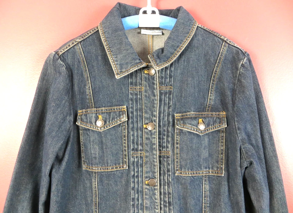 CJ0874- VALERIE STEVENS Mujer Algodón Denim Jean Chaqueta Manga Larga Azul XL Foto 3 de 4