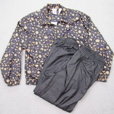 USA Olympics JC Penney L / XL Black Nylon Track Suit Windbreaker Floral Jacket