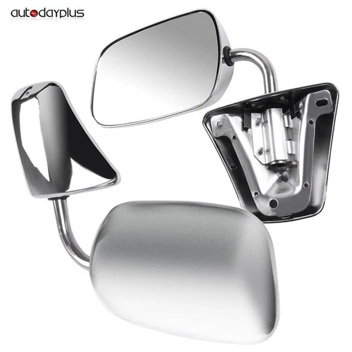 2PC Chrome Cover Manual Fold Driver & Right Side Mirrors For 1973-1986 Chevy GMC