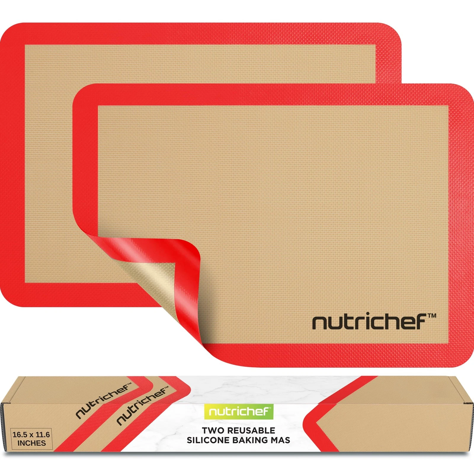 Nutrichef (2) Non-stick Food-Grade Reusable Silicone Baking Mats - Red
Opens in a new window or tab