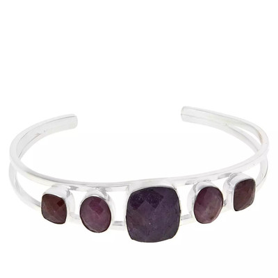 Jay King Sterling Silver Red Sapphire Cuff Bracelet 7-1/4''