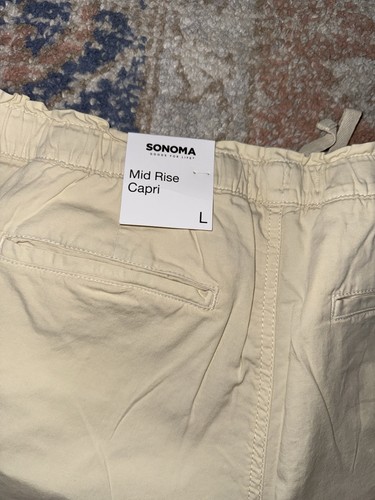 Sonoma Goods For Life Women’s Mid Rise Capri Pants Beige Large - Picture 4 of 9