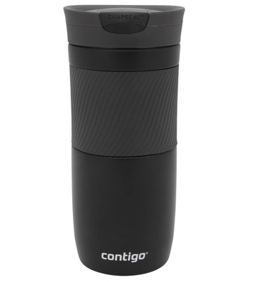 Contigo Travel Mug Byron, Edelstahl Thermobecher, 470 ml, mattschwarz 