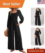 Fashion-Forward Women's High Waisted Jumpsuit - Loose Fit, M, Machine Washable