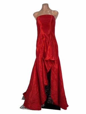 Sherri Hill Prom y2k Red Dress Zebra Stripes Mermaid Hi Low Prom Formal Pageant