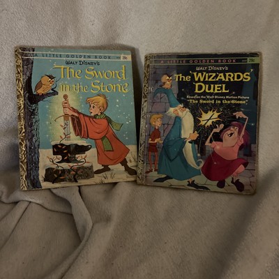 2 Vintage Little Golden Books ~ WALT DISNEY'S SWORD IN THE STONE, WIZARDS' DUEL