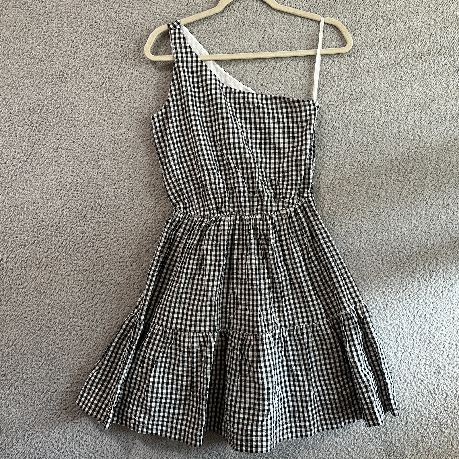 Vineyard Vines Gingham One Shoulder Dress, Size 0 *missing belt