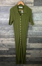 Free People Riding Waves Midikleid Gr. XS grün Strick Knopfleiste Strick Boho