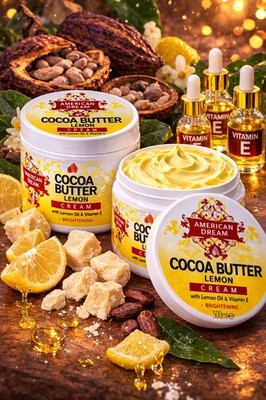 Cocoa Butter Lemon Cream 500ml Brightening Moisturiser Vitamin E Glow