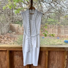 Kimberly Ovitz Women's White Shawl Front Sleeveless Sheath Dress Size 6