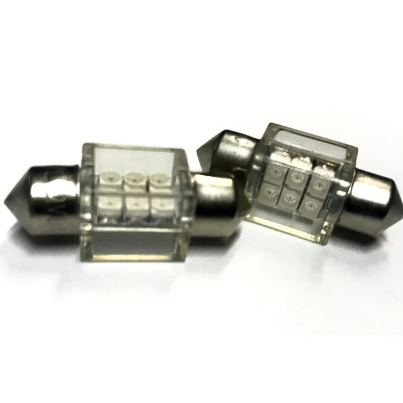 Coppia 2 Lampade Led T11 C5W Siluro 31mm Quadrato Con 6 Smd 3528 Colore Verde 12