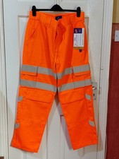 Men's Hi Viz Premium Polycotton Cargo Rail Trouser Orange GN610 36R.