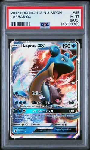 2017 POKEMON SUN & MOON #35 LAPRAS GX PSA 9