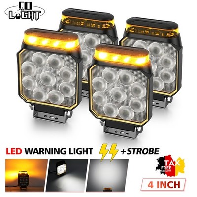 LED 4 Zoll Rundumkennleuchte Bergung Warnleuchte Blitzleuchte 12V-24V LKW Amber