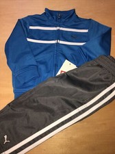 NWT PUMA NWT Boy 2PC Track Suit Jacket Pants Top Warm Up Blue Grey SZ 24 mo NEW