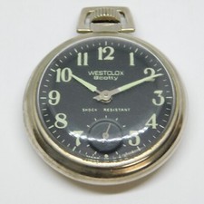 Vintage WESTCLOX Skotty Wind-up Analog Men's Pocket Watch Needs Service