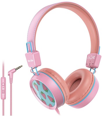 Bee Kids Kopfhörer mit Mikrofon Sicherheitslautstärke limitiert 85/95dB Kinder rosa