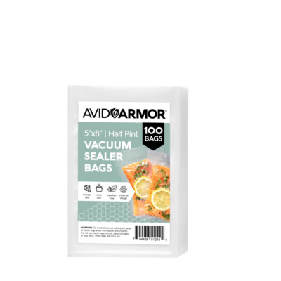 Avid Armor  5'' x 8'' Half Pint Size Small Pre-Cut Vacuum Sealer Bags - 100 Count