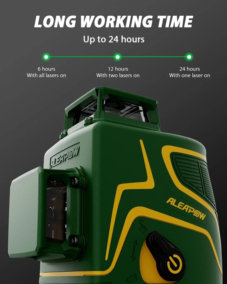 ALEAPOW 3D Laser Level, 147ft 3x360° Green Laser Level, 5.2Ah Battery, SelfLevel - Image 3 of 4