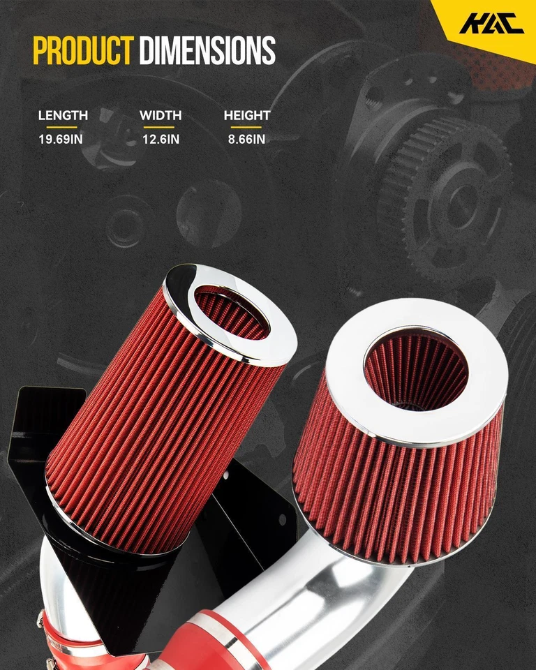 Kit de admisión de aire frío con protector térmico para Chevrolet Silverado 2500 HD 2001-2006 6,0 L Foto 3 de 4