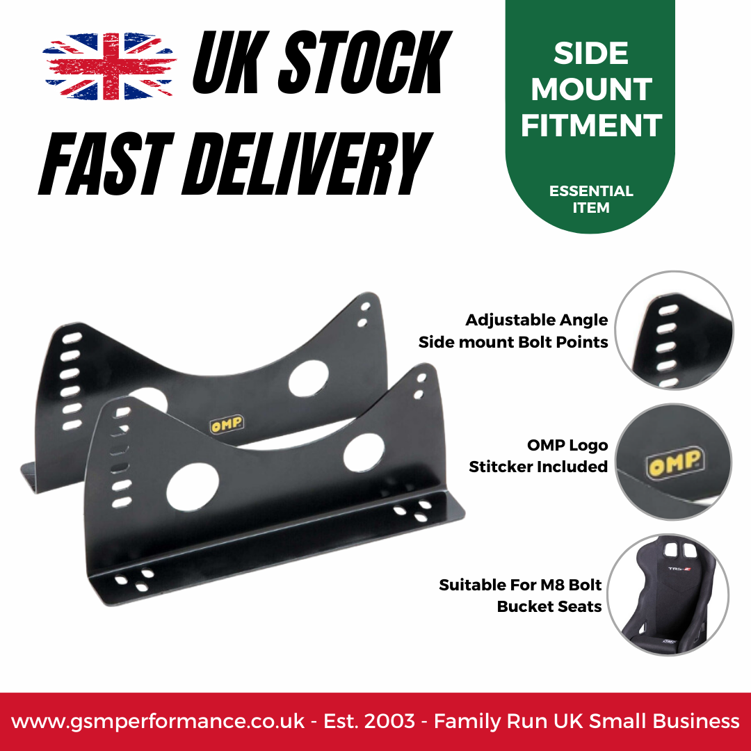 OMP Low Profile FIA Approved Steel Side Mount Brackets For Bucket