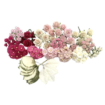 125 Mixed Pink White Flower +20 LEAVES Wedding DIY Scrapbook (TH/Pink6/2-S11-A)