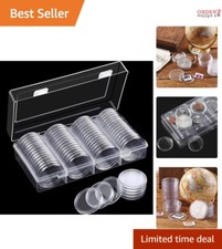60-Count Classic Round Coin Holder with Crescent Opening   Portable Storage Case