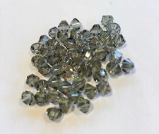 25 pc SWAROVSKI CRYSTAL Black Diamond 6mm Bicone Loose Beads 5328 Grey Free Ship