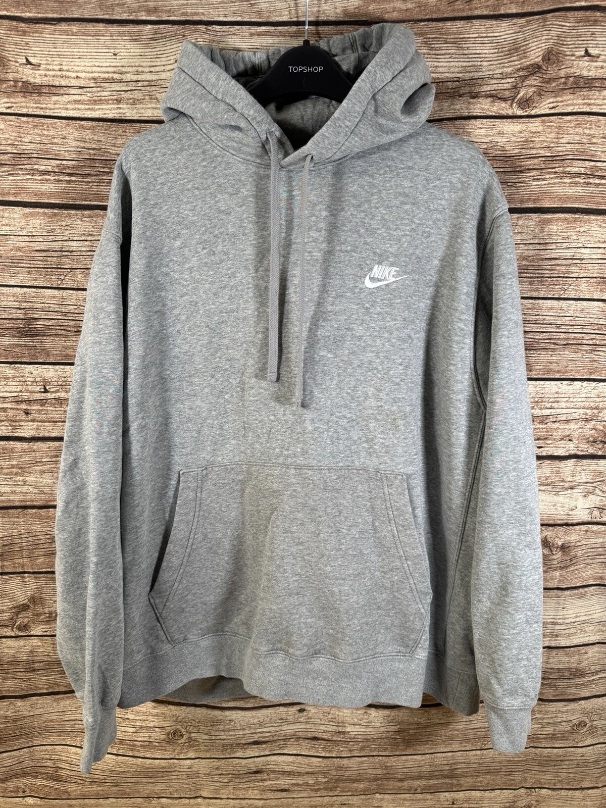 Nike Swoosh Logo Pullover Hoodie Athletic Sweatshirt Grey Men’s Size XL