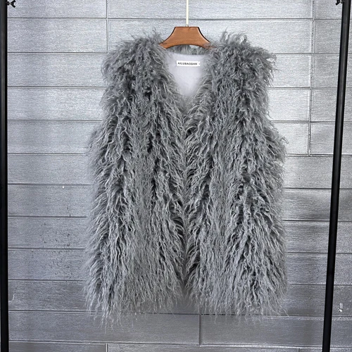 Mujeres Talla Grande Imitación Lana Piel Largo Imitación Skeep Piel Invierno Chaleco Cálido - Imagen 43 de 43