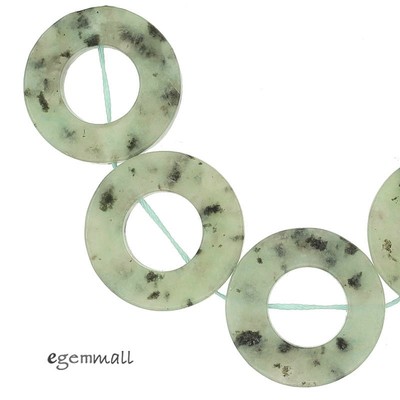 5 Sesame / Kiwi Jasper Donut Circle Pendant Beads 26mm #69149