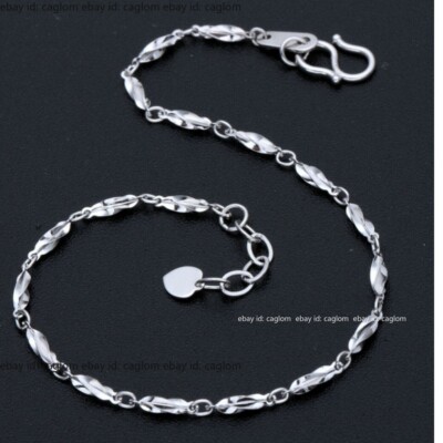 Pure Platinum 950 Bracelet Women Fine Pt950 Carambola Shaped Anklet Extender