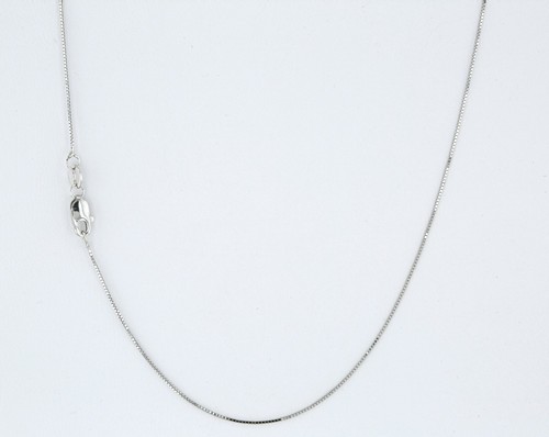 18K White Gold Box Chain Necklace -18 