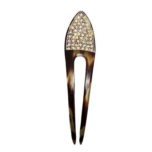 Vintage Art Deco Rhinestone Crystal Brown Tortoiseshell Hair  display picture 1