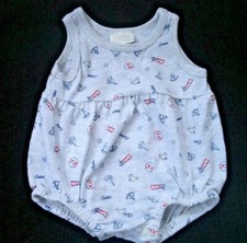 Vintage Carter's Infant Light Gray One Piece Sailboats Ducks Anchors 0-3 M NEW