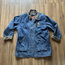 Vintage Flannel Lined Flint Dairy Denim Jacket Blue 90s Eva