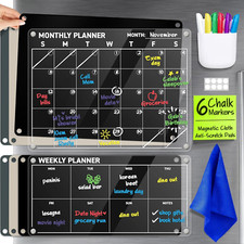 Acrylic Fridge Calendar - Magnetic Calendar for Refrigerator - 2Pc Family Refrig
