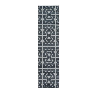 2'7''x10' Geometric Flat Weave Wool Reversible Kilim Runner Hand Woven Rug R66098