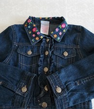 Nannette Kids Flower Embroidered Denim Jean Jacket Size 6 mos. Excellent