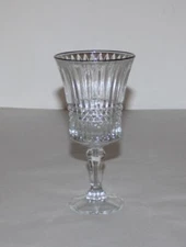 Vintage Crystal Pressed Glass Goblet 7-1/4"