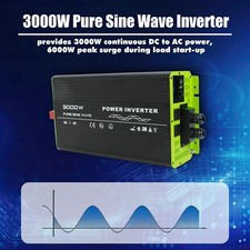 for RV Camper 3000W Pure Sine Wave Inverter 12V DC to 120V AC Converter
