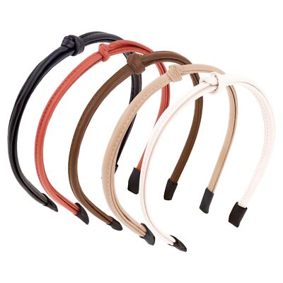 Knotted Headbands for Women Non Slip Top Knot Thin Head Bands Leather Hairban...