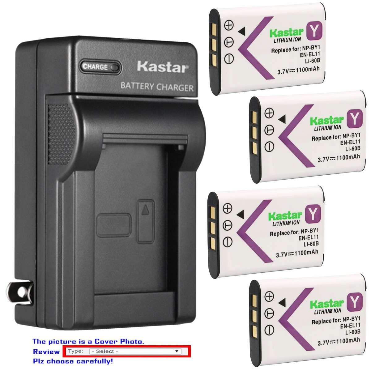 Kastar Battery AC Charger for Pentax D-LI78 DLI78 & PENTAX Optio