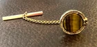 VTG - 1970s - Round Tiger's Eye Gold Tie Pin - Excellent Condition!  Gift Boxed!
