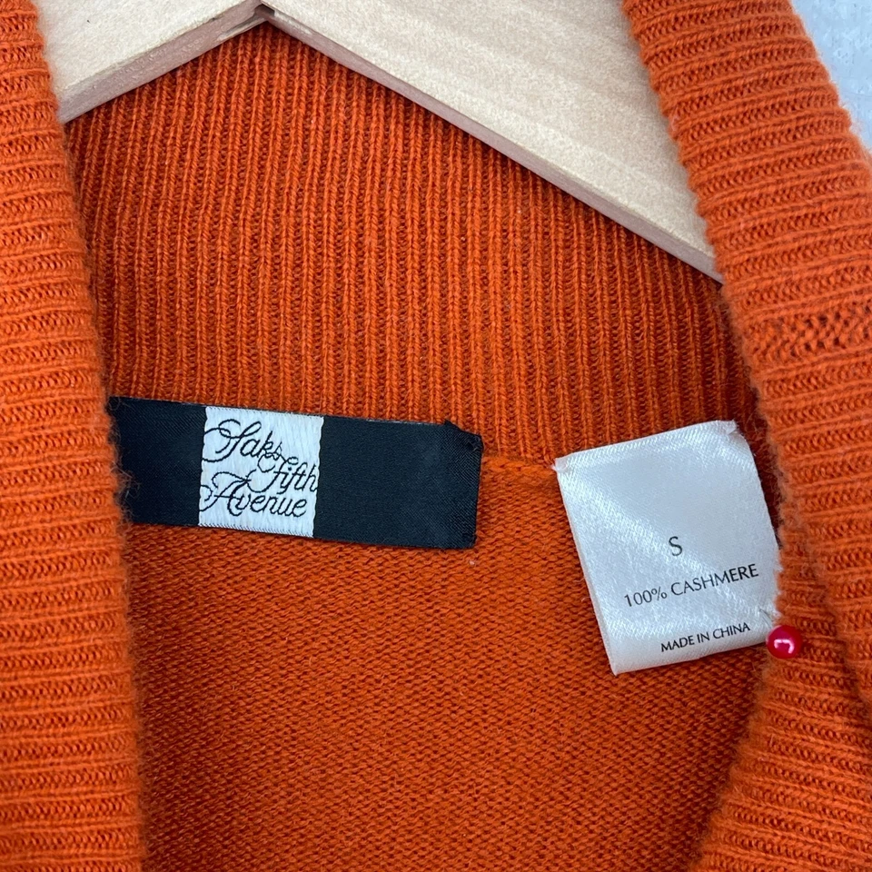 SAKS FIFTH AVENUE Sweater Womens S 100% Cashmere Turtleneck Pullover Orange - Image 4 of 4