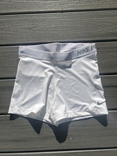 Nike Pro Womens Sz L Dri-Fit Spandex/Compression Shorts 3  Inseam White/Gray 