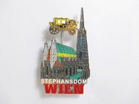 Wien Stephansdom Magnet Metall Feder Souvenir ÖSterreich Kutsche Fiaker Austria